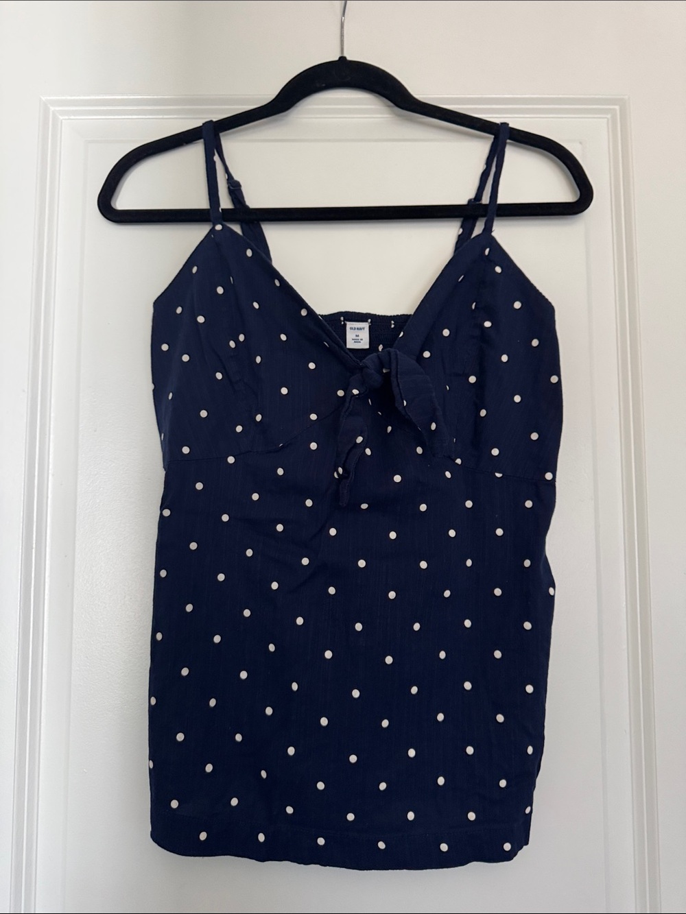 Old Navy Navy Blue Polka Dot Tie-Front Cami
